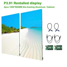 Panneau d'affichage Led P3.91 en aluminium moulé, 500x1000mm, 2 pièces, panneau d'affichage Led d'armoire intérieure de location pour télévision, publicité