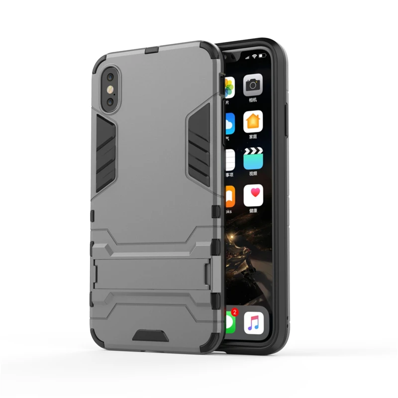 Yuhashi противоударный жесткий чехол-подставка для iPhone X XS, защитный чехол-накладка для телефона, чехол-бампер для iPhone X XS - Цвет: Gray