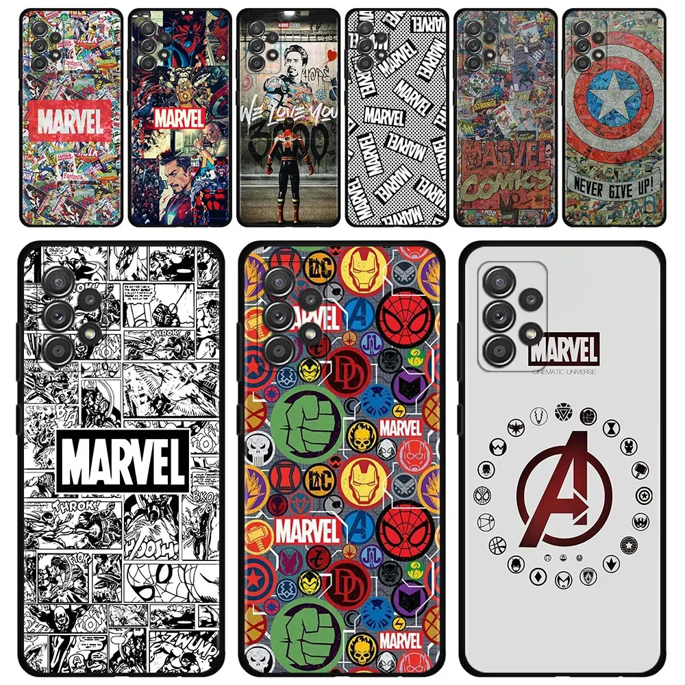 Phone Case For Samsung Galaxy A51 A12 A21s A71 A52 A31 A32 A02s A72 A11 A41 A22 A01 A51 A02 F42 Shell Marvel Logo Avengers Heros