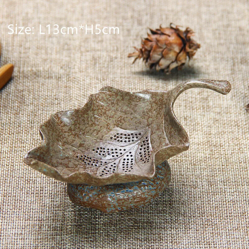 Китайский чайный фильтрационный керамический Чайный фильтр с держателем, креативный чайный набор в форме листа, Прямая поставка