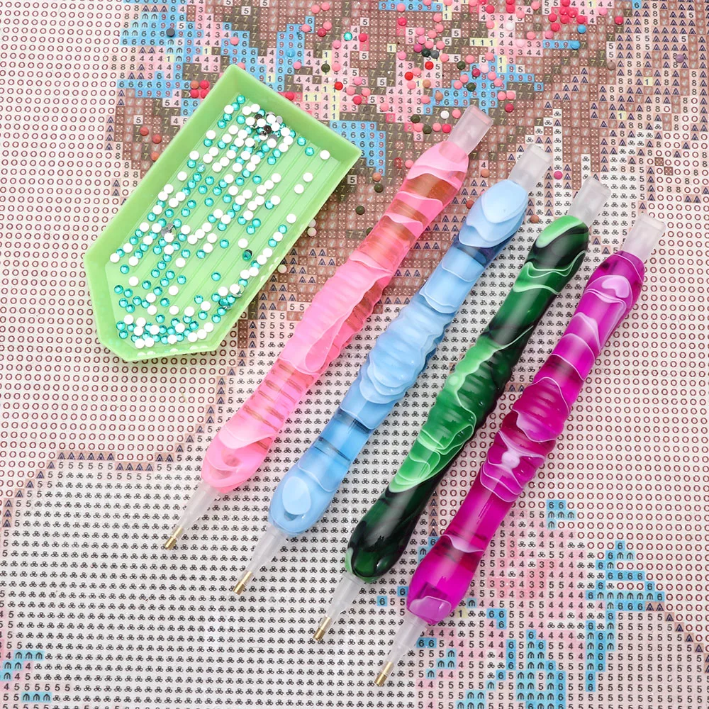 1Set New 5D Resin Diamond Painting Pen Diamond Painting Glue Clay Resin Point Drill Pen Beads Tray Anti-Slip Mat DIY Crafts