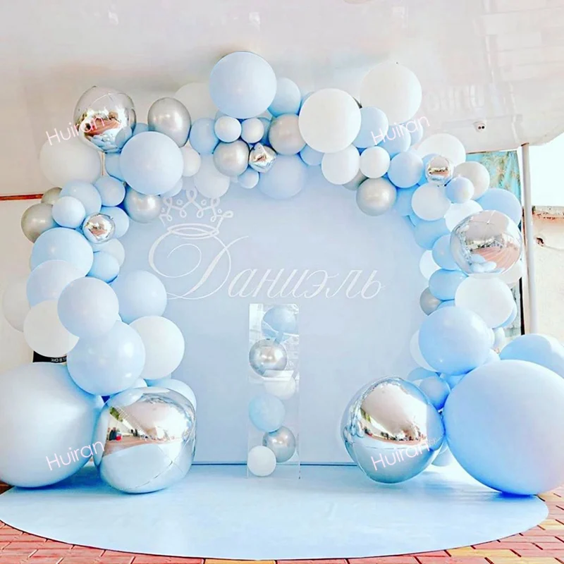 Bleu Argent ballon guirlande arche kit latex ballon d'anniversaire