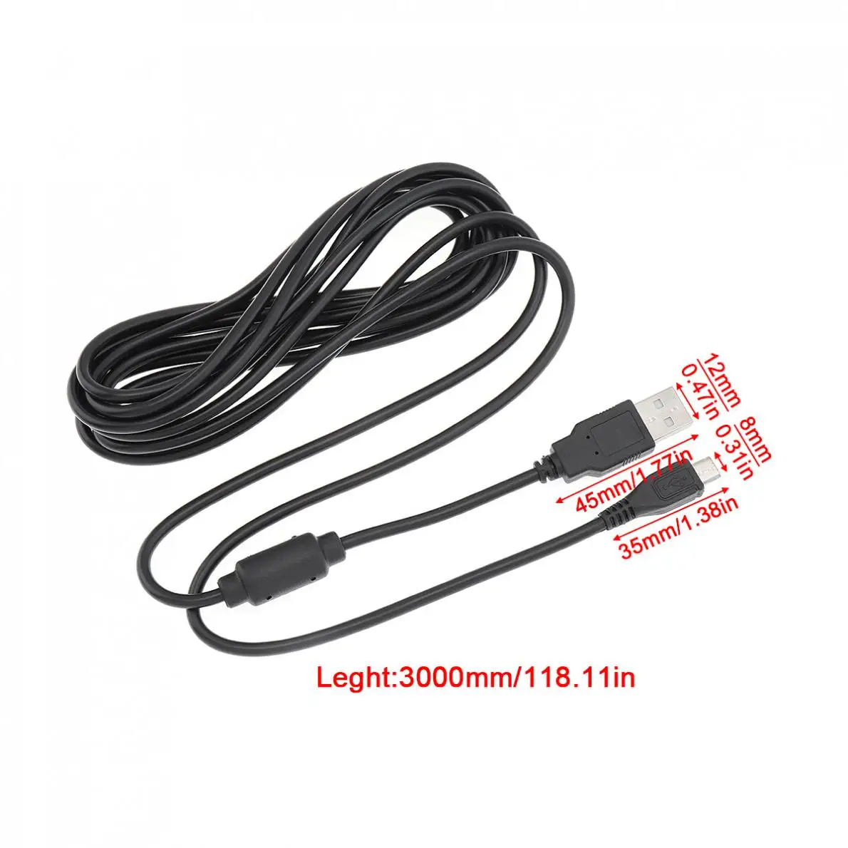 Черный 3 м/10Ft Micro USB игровой контроллер адаптер Play кабель для подзарядки и передачи для PS4 xbox один