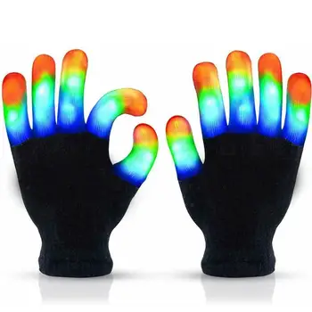 

Children's LED Flashing Gloves Magic Glow In The Dark Warm Quad Core Finger Tip Lighting Toys Children Light-up Toy