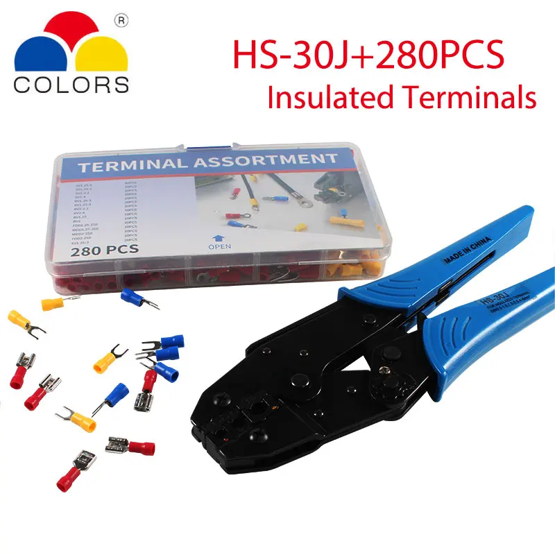 280 шт./корт. Изолированный обжимной соединитель для клемм набор наконечников