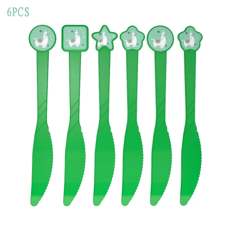 6pcs set knif Одноразовые столовые приборы в виде мультяшной овцы, ламы, пиньяты, альпаки, вечерние принадлежности для вечеринки на день рождения, украшения для малышей - Цвет: 6pcs set knif