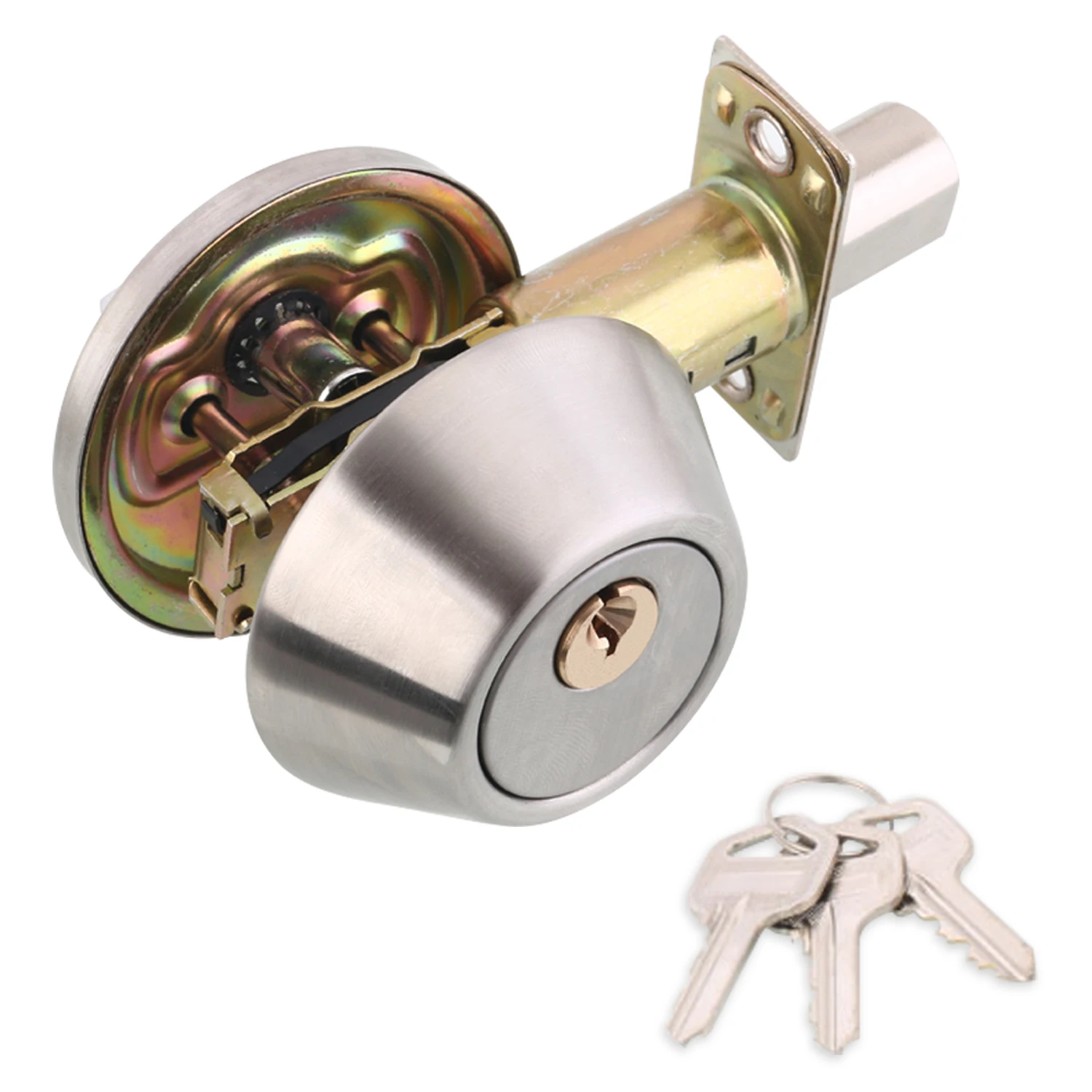 Door Knob Lockset with 3 Keys Bedroom Bathroom Handle Stainless Steel Polished Set Interior Lockable Lock | Обустройство дома