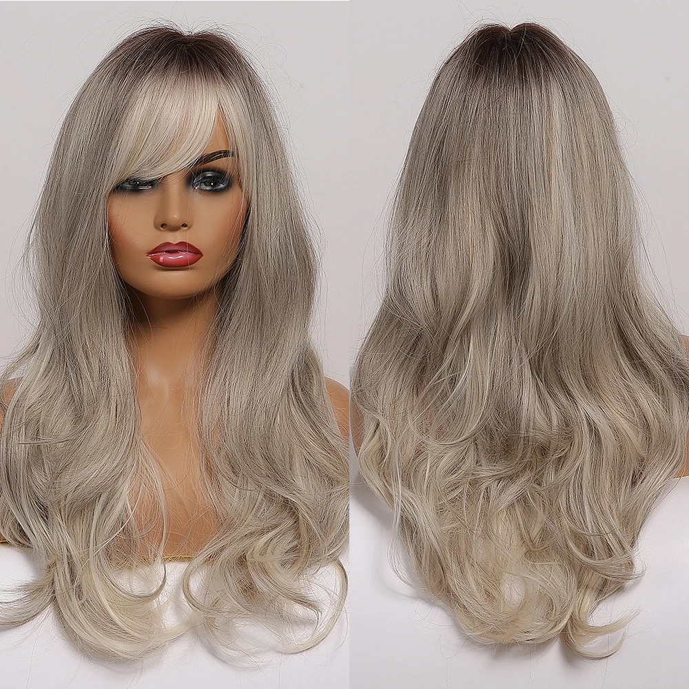perruque cheveux long gris