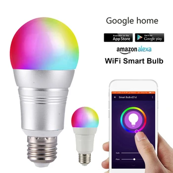 

Smart 10W RGBW WiFi Bulb Dimming bulbs E27 B22 E14 E14 RGBW Moblie Remote Control Bulb For Amazon Alexa Google Home