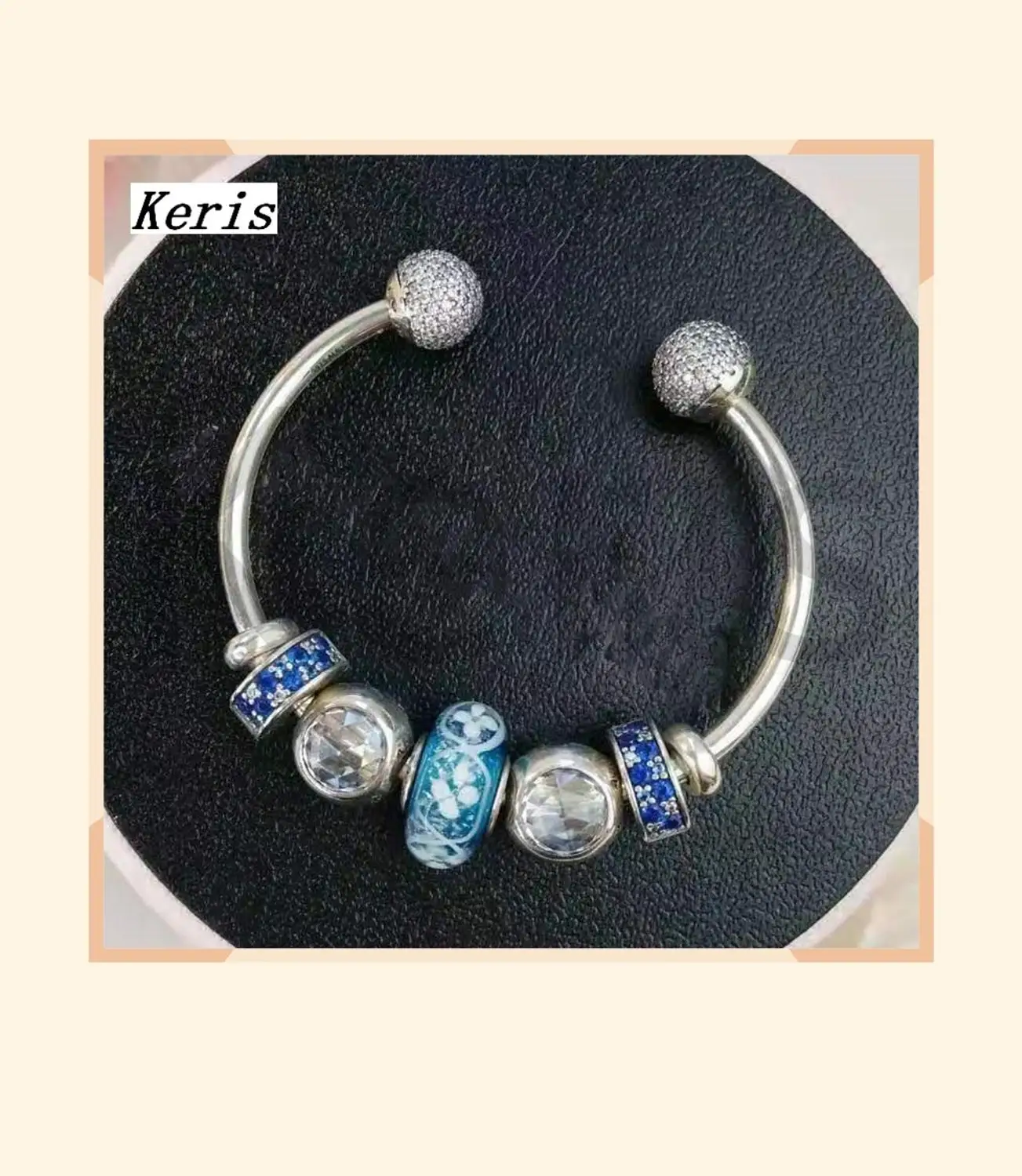 

High Quality Original 1:1 100% Silver Decorative Glass Clasp Chain Decorative Opening Bracelet Free Delivery