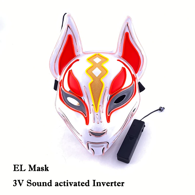 Women's Costumes Anime Expro Decor Japanese Fox Mask Neon Led Light Cosplay Mask Halloween Party Rave Led Mask Dance DJ Payday Costume Props wonder woman costume