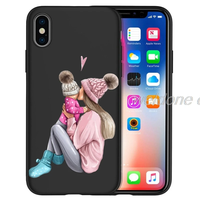 Модный чехол для телефона Super Mom baby girl для iPhone 11 Pro Max XS Max XR X 8 6S 7Plus 5s черный мягкий силиконовый чехол для телефона Etui