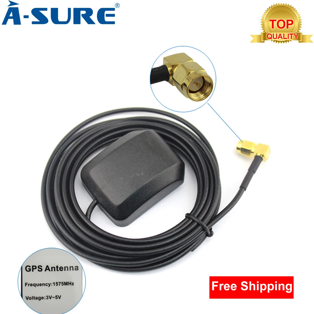 A-Sure Автомобильный приемник gps SMA Conector кабель RP-SMA Мужской 3 м gps антенна кабель правый угол для автомобиля DVD НАВИГАЦИЯ радио