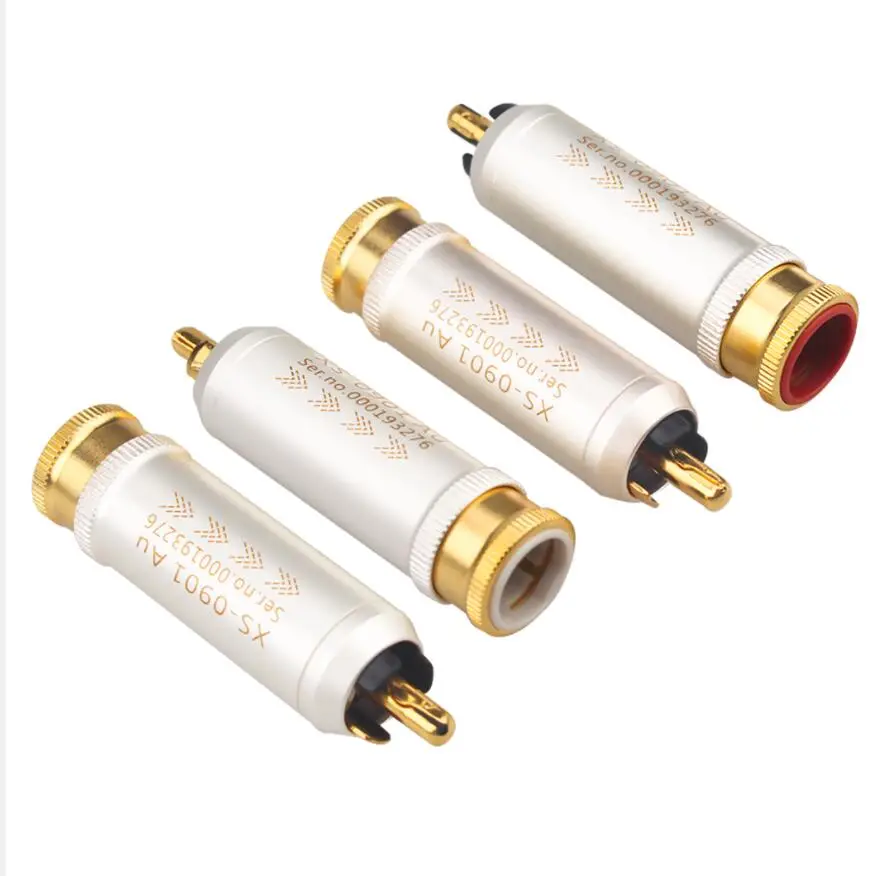 Hallo-End Red Kupfer Shell Gold-Überzogene RCA Audio Plug Power Verstärker HIFI Audio Video Anschluss Stecker Angepasst
