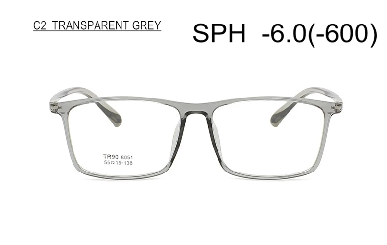 Близорукость очки SPH-0,5-1-1,5-2,0-2,5-3,0-3,5-4,0-4,5-5-5,5-6 Для женщин Для мужчин TR90 рамка большой Размеры по рецепту - Цвет оправы: C2 (-6.0)