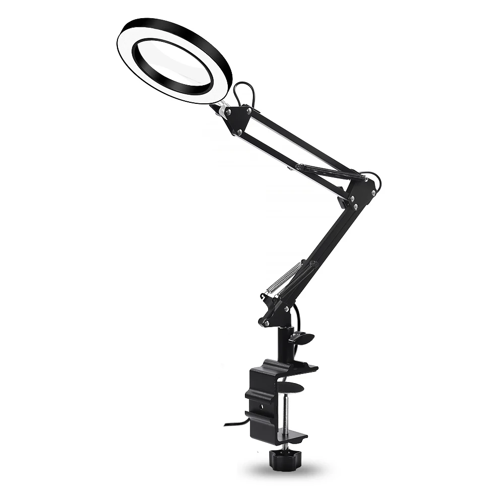  DANIU Flexible escritorio grande 5X USB LED lupa 3 colores iluminada lupa Lámpara lupa de lectura/s
