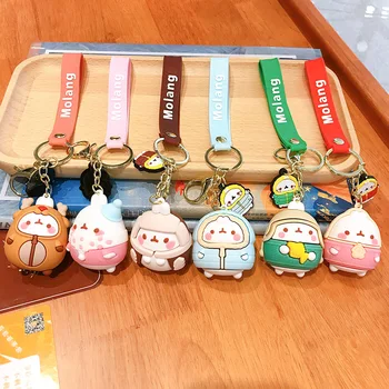 

2020 Molang Rabbit Korean Cartoon Keychain Cute And Exquisite Pvc Cartoon Doll Key Chains Hanging Decoration Keyring Accessories