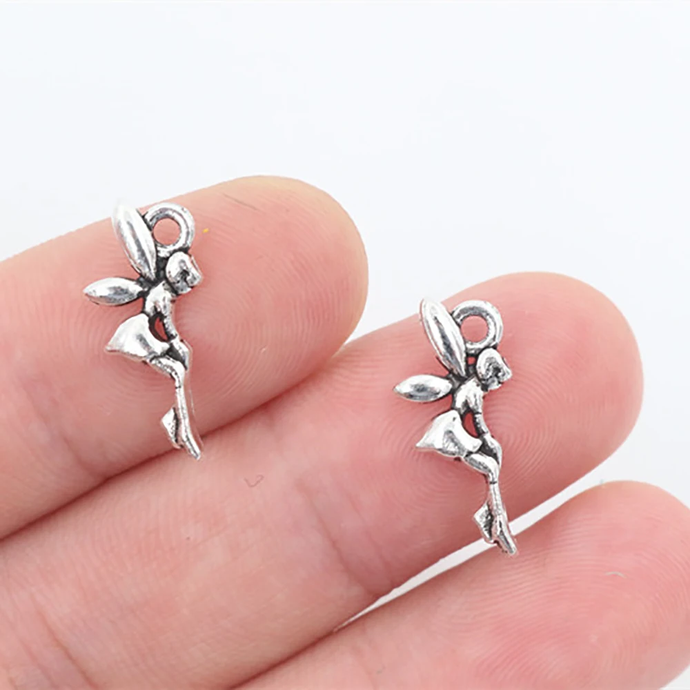 

19x8mm 40pcs Antique Silver Plated Angel Girl With Wings Handmade Charms Pendant:DIY for bracelet necklace-P2-08