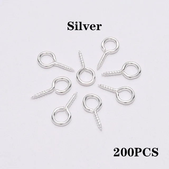 100-200pcs Small Tiny Mini Eye Pins Eyepins Hooks Eyelets Screw Threaded Gold Clasps Hooks Jewelry Findings For Making DIY Silver
