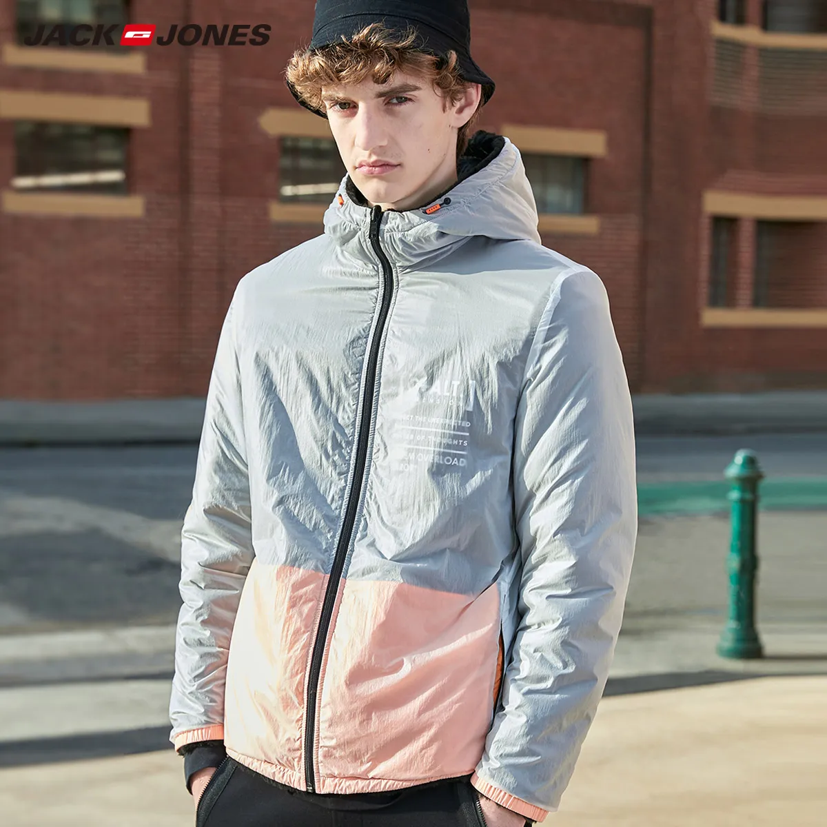 JackJones зимняя мужская двусторонняя парка пальто с капюшоном флисовая короткая стеганая куртка мужская одежда 219309519