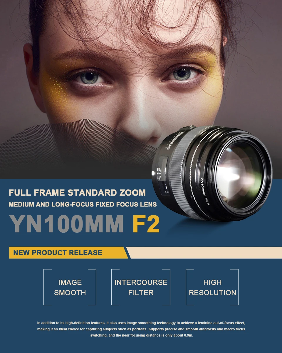 YONGNUO 100 мм yn100мм F2 большая апертура Средний телеобъектив для Canon EF Mount 5D 5D IV 1300D T6 760D 1300d 6d 600d 80d