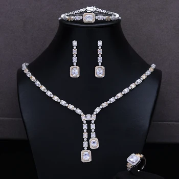 

GODKI Luxury 4PCS Lariat Necklace Earring Set Jewelry Sets For Women Wedding Full Cubic Zircon Dubai Bridal jewelry Set 2020