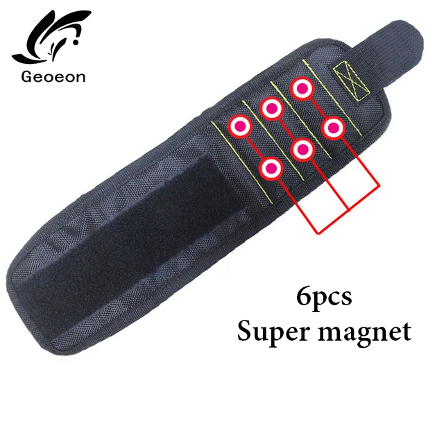 black Geoeon полиэфирный магнитный браслет 10 шт. сильные магниты Портативная сумка электрик сумка для инструментов шурупы держатель для дрели ремонтный инструмент ремень - Цвет: black