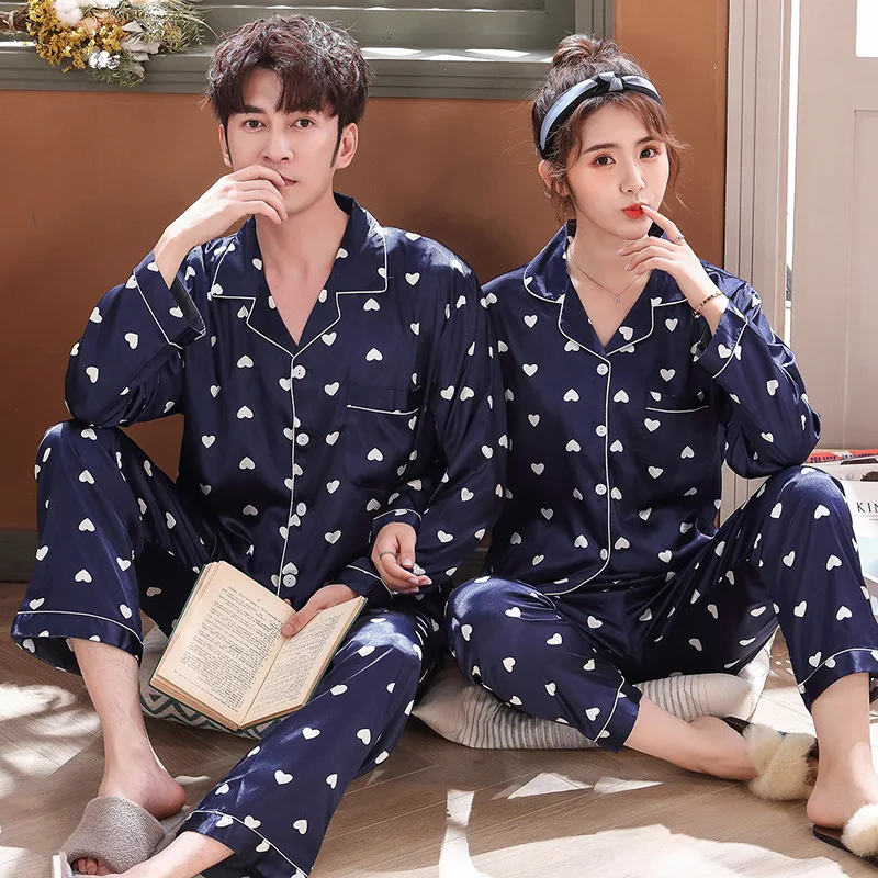 Autumn Couple Pajama Sleep Set Print 