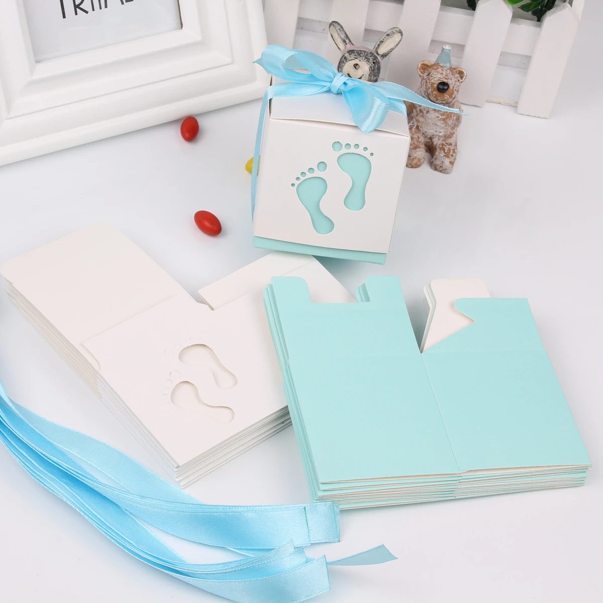 PATIMATE коробка для конфет с изображением следа, украшение для вечеринки в честь первого дня рождения, декор для свадьбы, для мальчиков и девочек