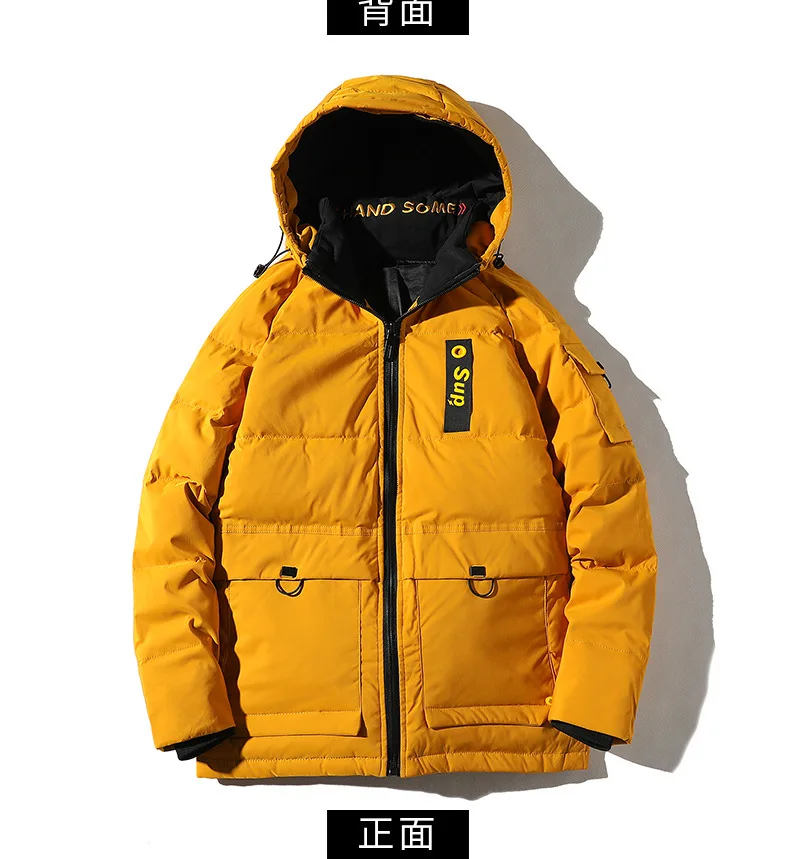 new style autumn winter men down jacket red warm thick hooded teenager down coats male waterproof stand collar outerwear