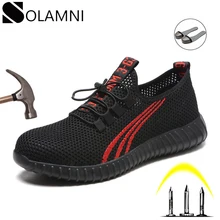 Сталь носок нерушимой Мужская Рабочая обувь Для женщин летние светильник безопасная обувь мужской Повседневное Обувь с дышащей сеткой кроссовки конструкции обуви