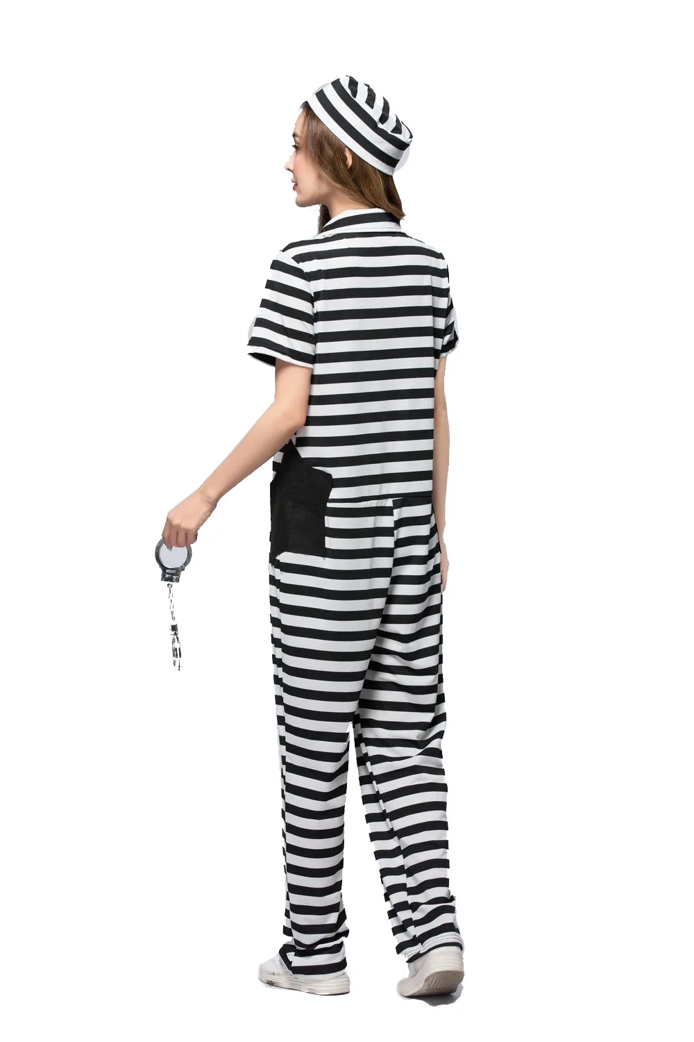 Хэллоуин косплей черно-белые полосы Onesie женская одежда заключенных экспорт из Японии игровая форма костюм