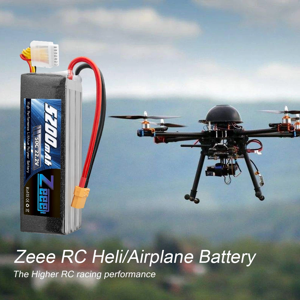 Zeee RC LiPo батарея 50C 5200mAh 22,2 V 6S XT90 LiPo батарея с XT60 EC5 для RC вертолета автомобиля лодки самолета квадрокоптера FPV