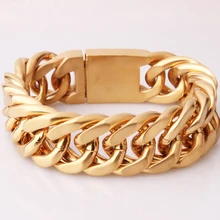 23 мм широкий подарок 316L нержавеющая сталь серебро/золото Тон кубинская бордюрная цепь мужской браслет для мальчиков крутой ювелирный подарок на Рождество