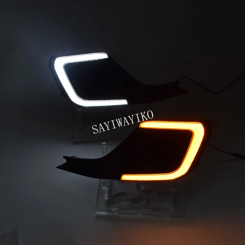 2 шт Автомобильный светодиодный для Suzuki Swift DRL Габаритные огни с желтым указатели поворота колпак противотуманных фар