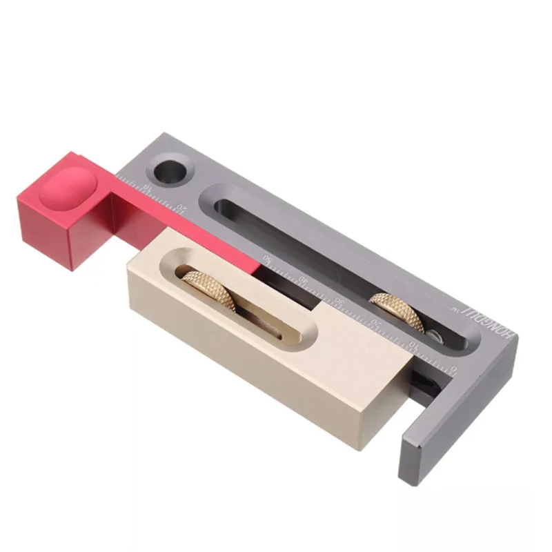 Стол пила слот регулятор врезной и шип инструмент деревообрабатывающий подвижный измерительный блок длина компенсации пила слот регулятор - Тип лезвия: silver red