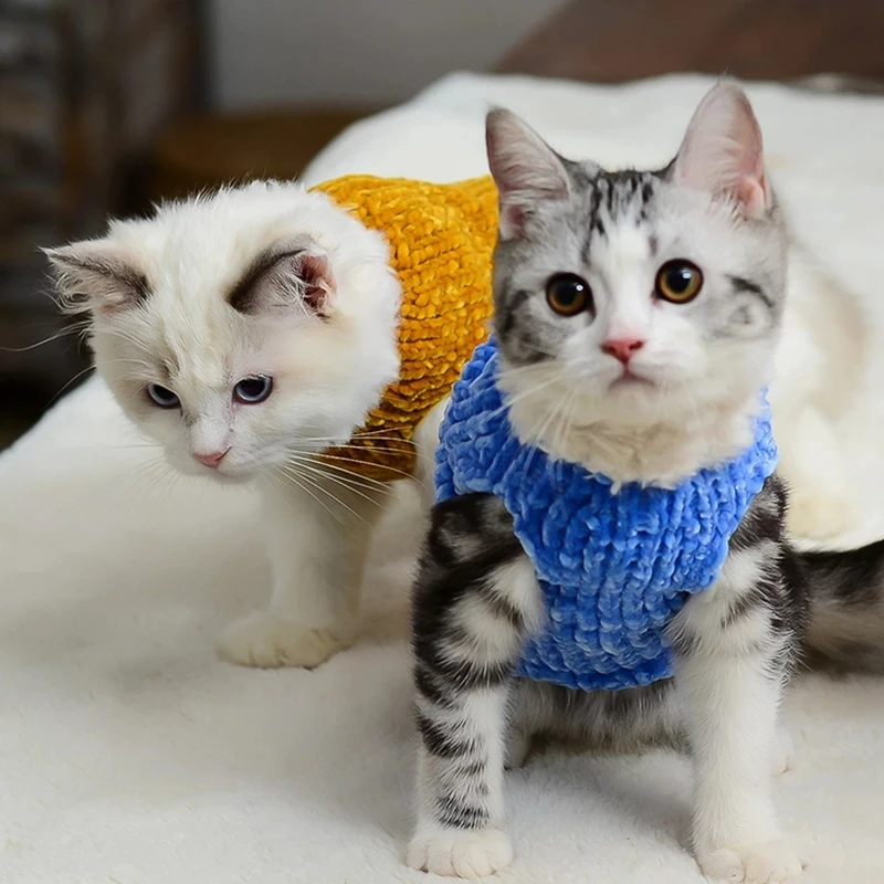 Winter Warm Cat Clothes Handmade Soft Cats Knitted Sweater Outfit