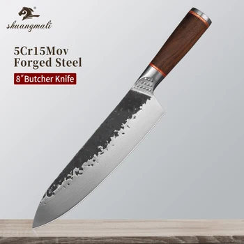 

8 Inch Vegetable Kitchen Knife High Carbon 5Cr15Mov Steel Utility Chef Knives Slicing Cleaver Meat Chef Knife With Wood Handle