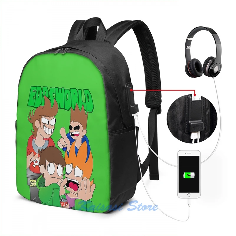 Забавный графический принт Eddsworld The End рюкзак с USB зарядкой мужские школьные сумки