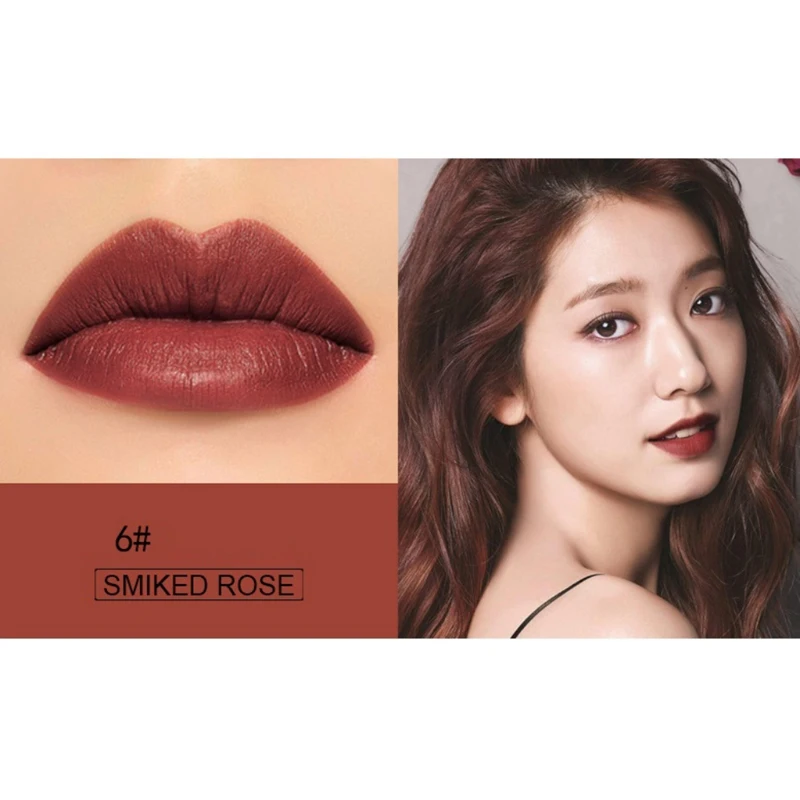 6 Colors Velvet Lipstick Not Sticky Cup Long-lasting Smudge-proof Water-resistance Colorfast Silk Lipstick Makeup Tools