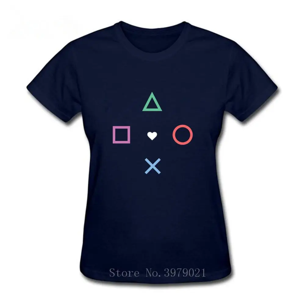 Black T-Shirts Playstation Love Games Rainbow Pattern Game Personalized Tshirts For Women Geometry Video Game Tops image 6