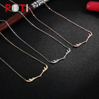 

TSHOU49 Small fresh antler rose gold necklace titanium steel non-fading clavicle chain pendant