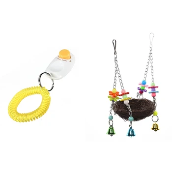 

2Pcs Pet Dog Cat Button Click Clicker TrainerStrap White with for Birds Parrots to Play Bite Climb Bird Swing Toys