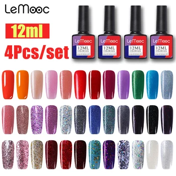 

Nail Art Design Manicuring LEMOOC 120Color 12Ml Soak Off Enamel Gel Polish UV Gel Nail Polish Lacquering Varnish 4pcs/set