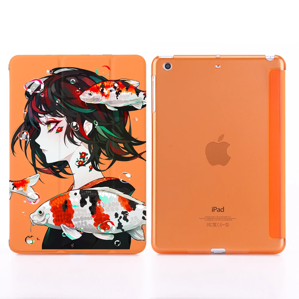 Cartoon Orange Magnet Flip Cover For Apple IPad 6/Air2 Case Cute Simple Trendy Ipad Case Cover Folding Folio Case Auto Wake