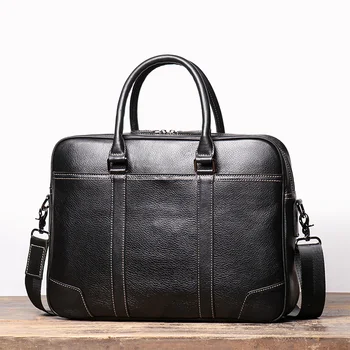 

Business Bag Men's Briefcase Genuine Leather Casual Handbag Man Large capacity Shoulder Crossbody Bag For 15 Inch Laptop NUPUGOO