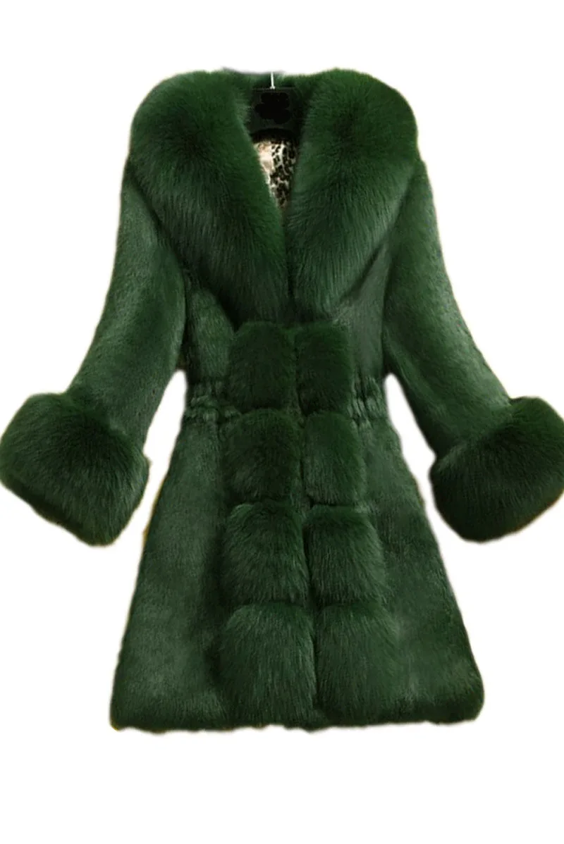 Новинка, женское осенне-зимнее Пышное длинное пальто из искусственного меха лисы и енота, элегантная женская одежда, тонкая теплая Женская куртка