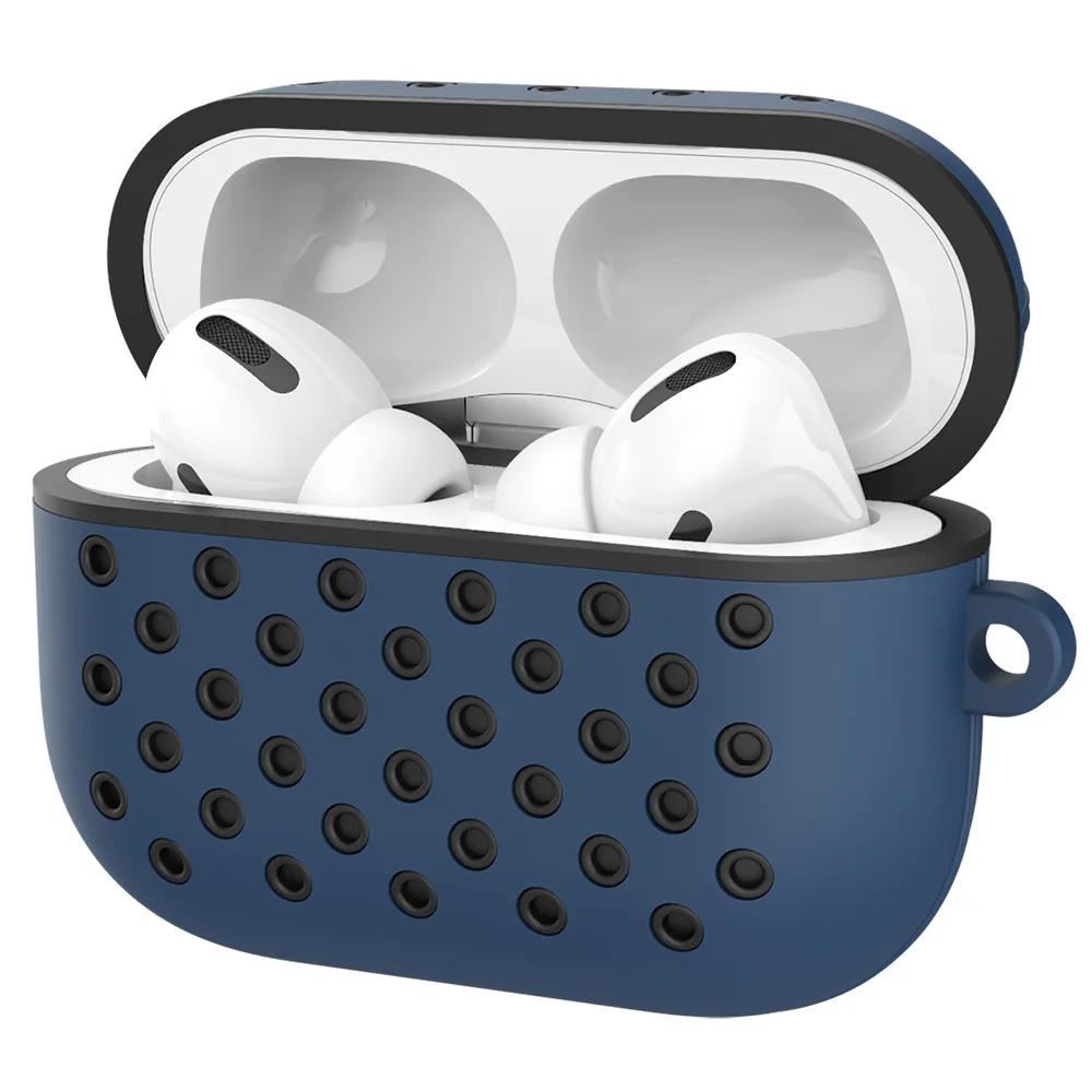 Для Airpods Pro двухцветная Смешанная Крышка для наушников для Apple AirPod Pro 3 Мягкая силиконовая защитная крышка чехол с крючком - Цвет: blue black