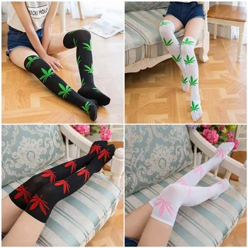 

Socks Leaf Long Socks Women Long Stockings Warm Thigh High Socks For Ladies Girls New Fashion Knee Socks Women