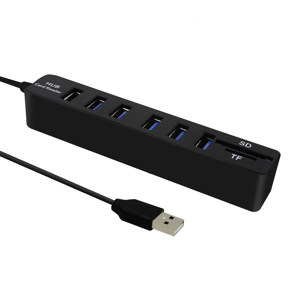 USB концентратор 3,0 Мульти USB 3,0 usb-хаб высокоскоростной 6 портов концентратор TF SD кард-ридер все в одном для ПК Компьютерные аксессуары